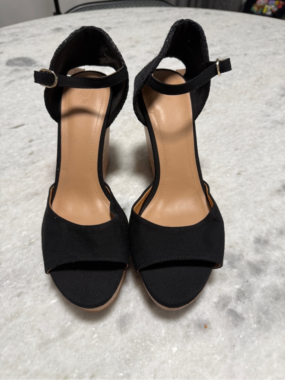 H&M Black Open-Toe Ankle-Strap Heels